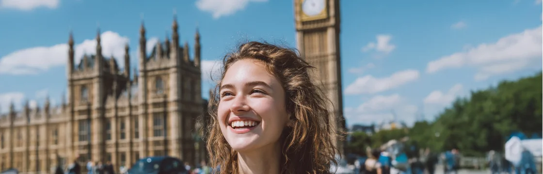 Jeune fille à Londres pour son stage de seconde