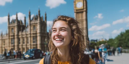 Jeune fille à Londres pour son stage de seconde
