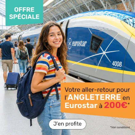 Jeune adulte prenant l'Eurostar direction l'Angleterre