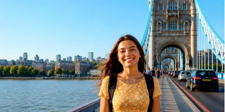 Adolescente profitant de son voyage à Londres