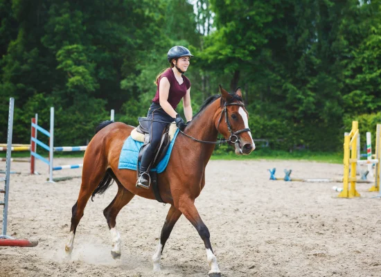 Cavalière et son cheval pendant une reprise