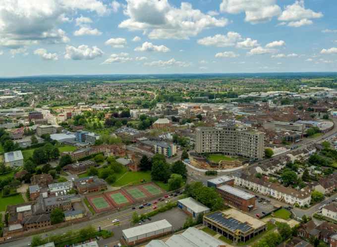 vue aerienne Ashford, Kent, Angleterre